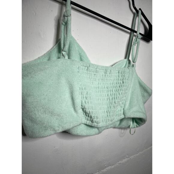NEW Seven for all Mankind Terry Cloth Cropped Tank Top Size Medium Green - Picture 6 of 7